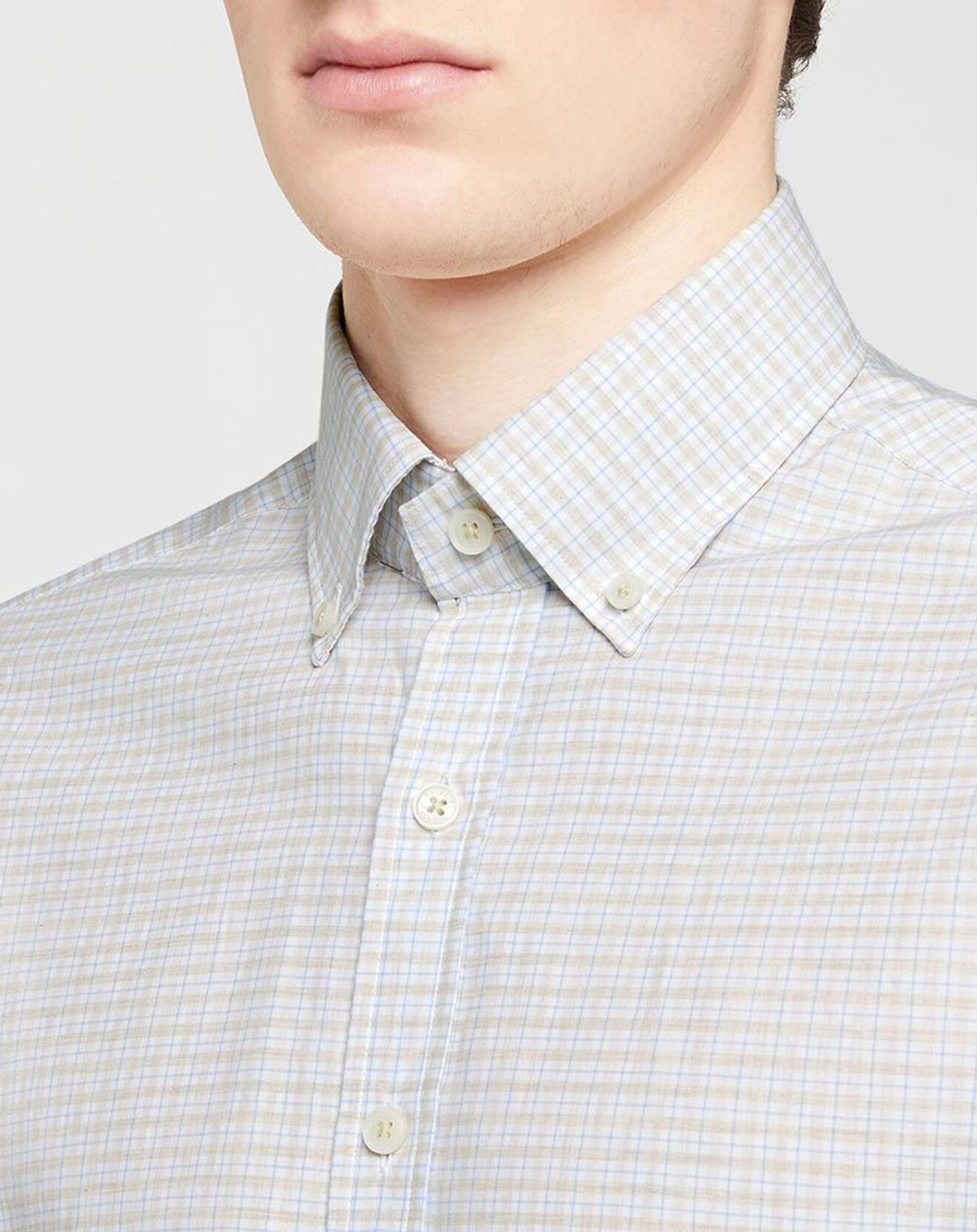 Hackett London Chemise Regular Fit à carreaux beige/blanc