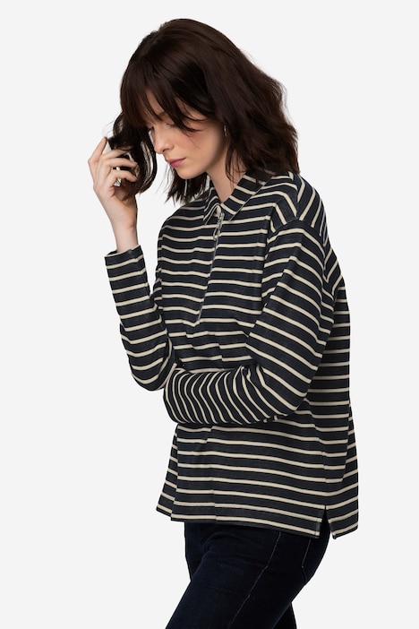 Sweatshirt, Ringel, Polokragen, Langarm