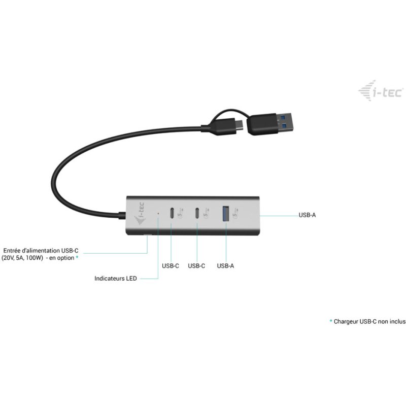 i-tec Metal Universal Charging HUB 2xUSB-C + 2x USB-A Port + Power Delivery 85W