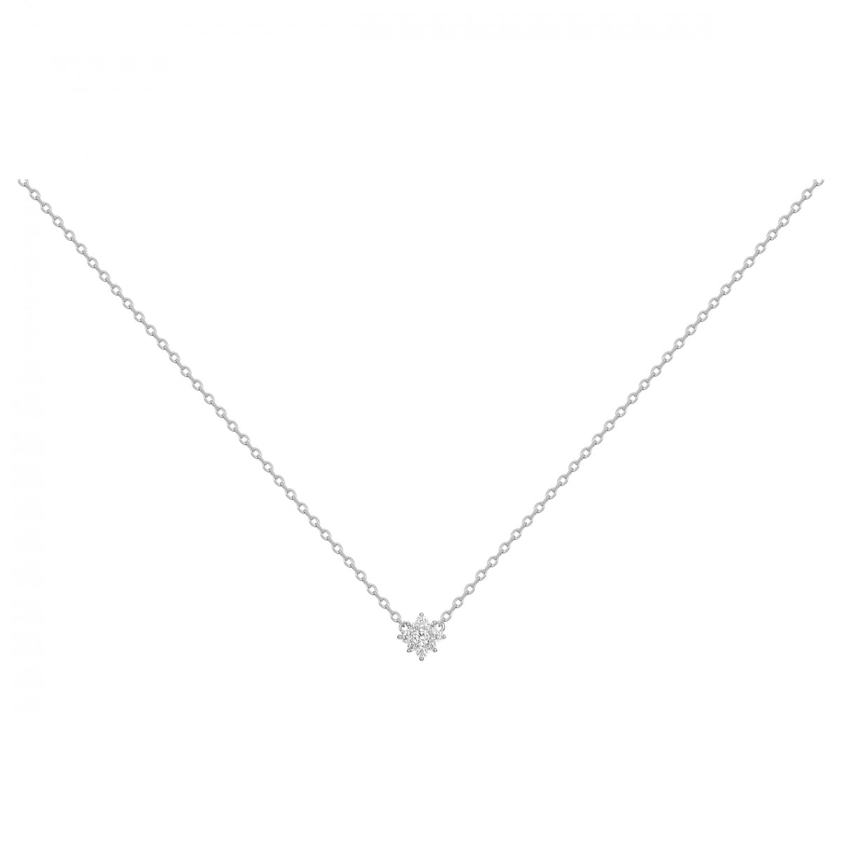 Collier mono-motif en Argent avec oxyde de zirconium blanc
