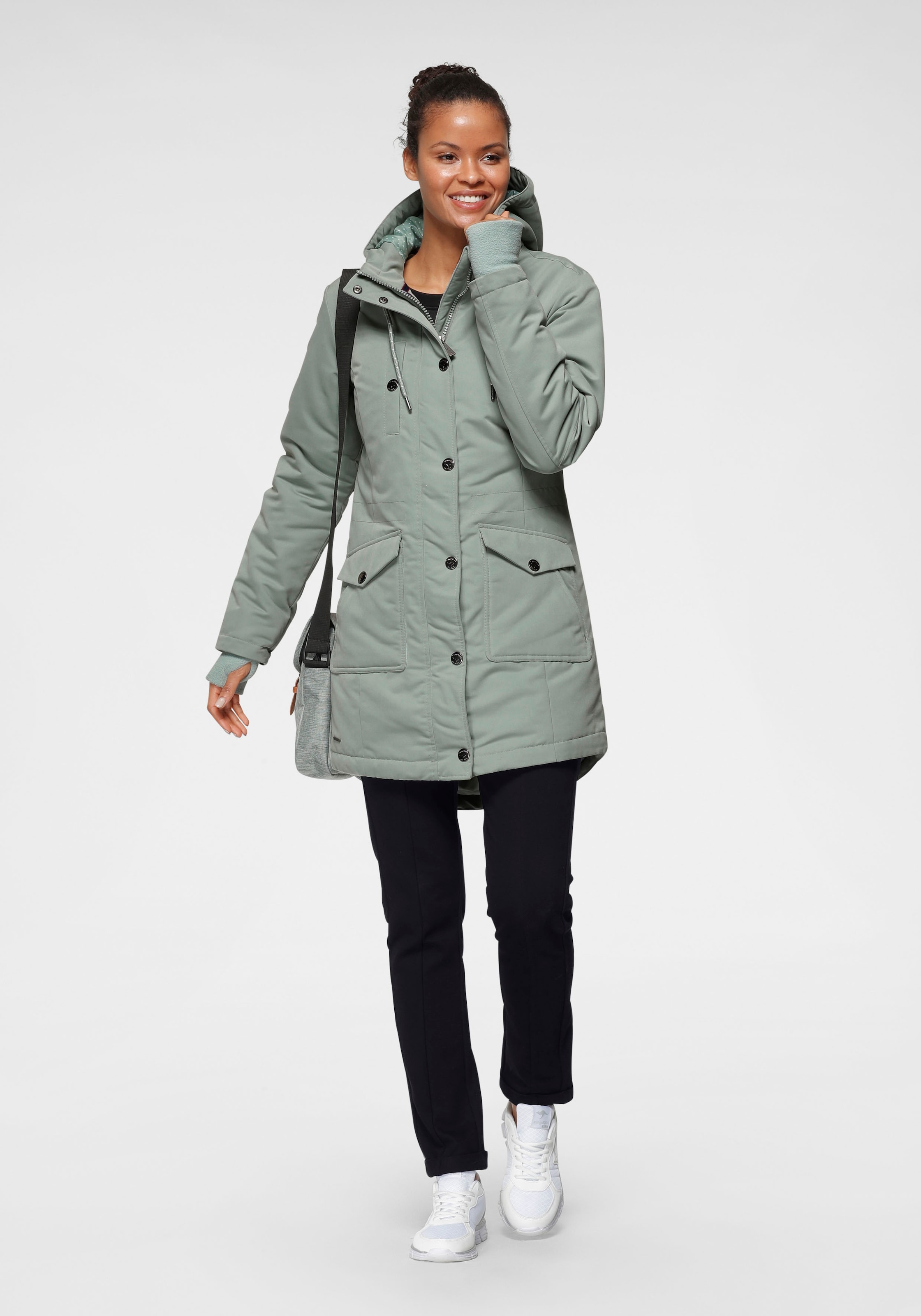 KangaROOS Langjacke mit Kapuze für den Übergang,  aus leichtem Webmaterial,  modisch