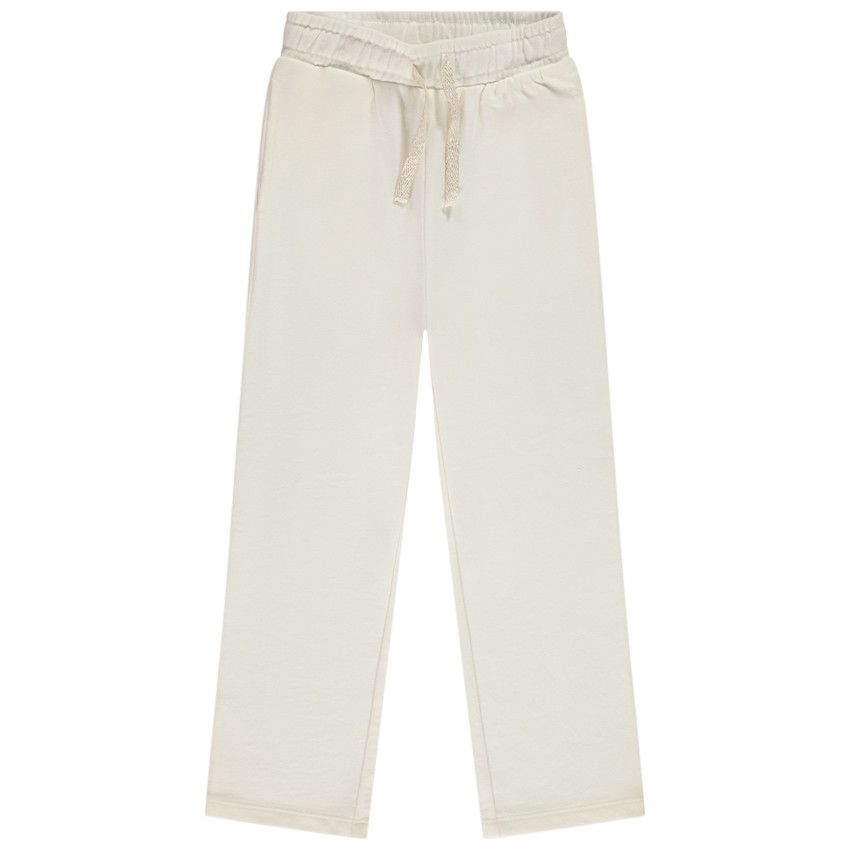 Jogging large en molleton uni pour fille - Ecru