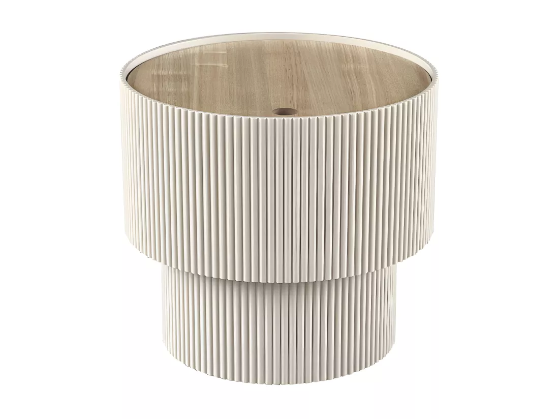 Sand I - Table d'appoint avec rangement en bois ø38,5cm - Beige