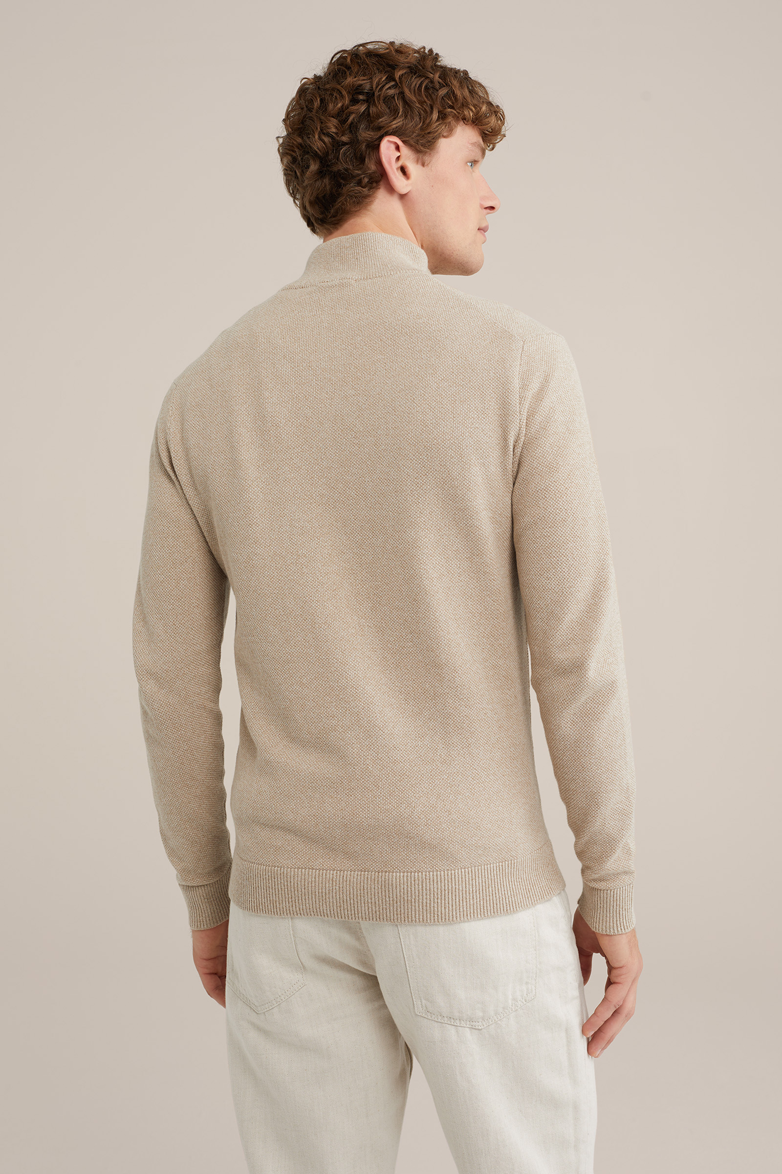 trui met rits WE Fashion Beige