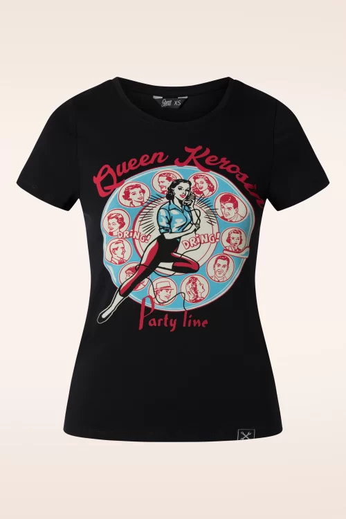 Queen Kerosin Party Line t-shirt in zwart