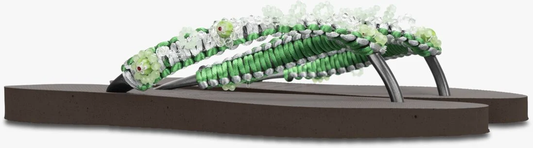 UZURII bruine uzurii teenslippers macrame green blossom