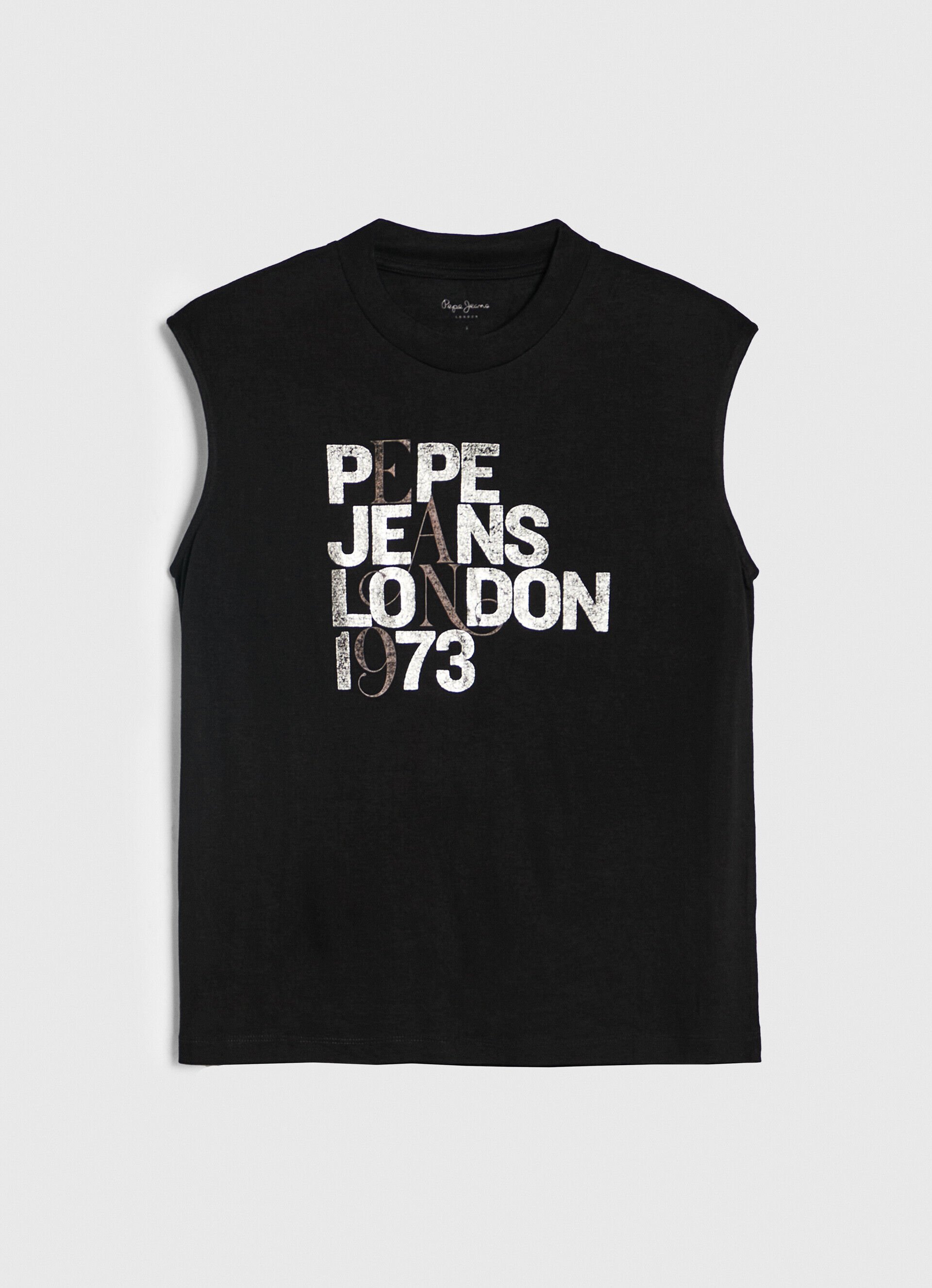 Camiseta sem mangas com logotipo - preta