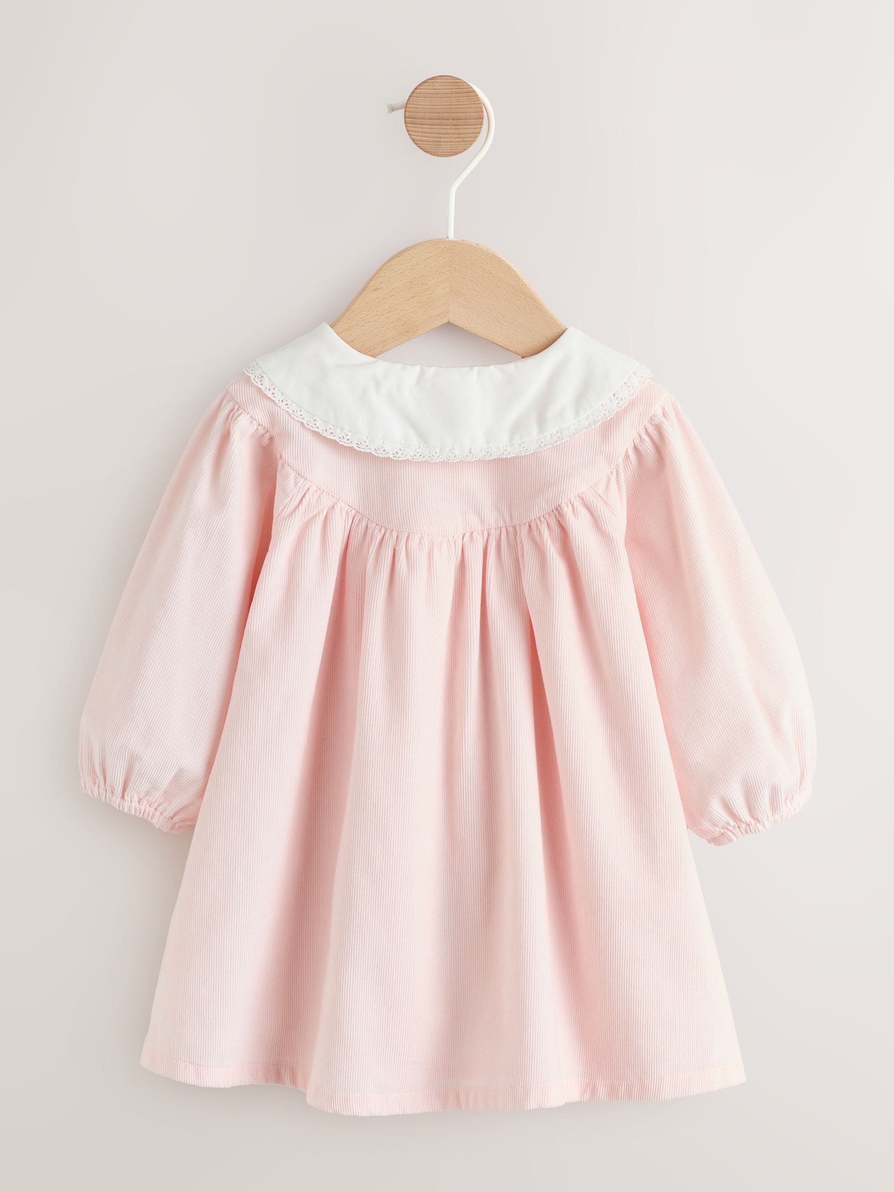 Roze feeënmuis - Baby geweven jurk met kraag en maillot (0mnd-2jr)