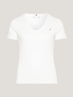 Camiseta slim de algodão orgânico com decote em V da Curve