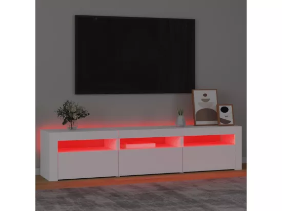 Meuble TV avec lumières LED Blanc 180x35x40 cm