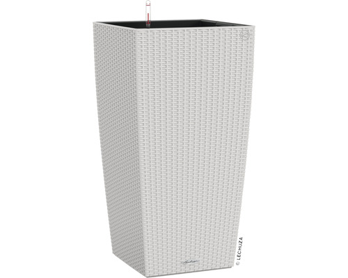 Lechuza Cubico Cottage 30 plantenbak, kunststof, L x B 29,5 x 29,5 cm, H 56,5 cm, grijs, inclusief 6 L substraat