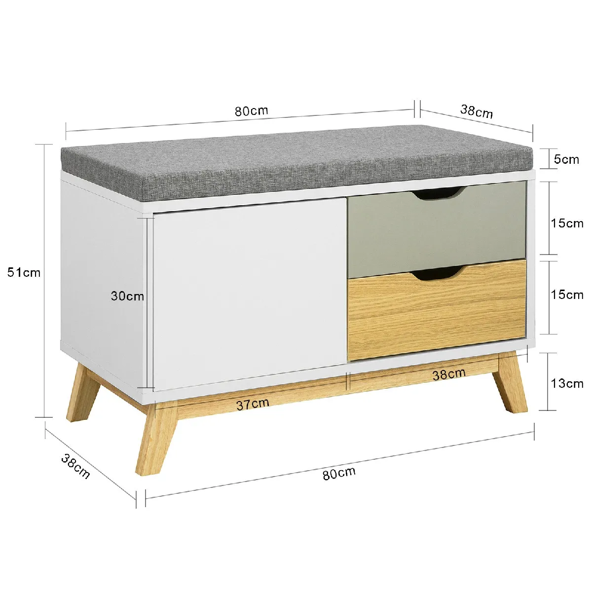 SoBuy Banc de Rangement FSR92-W