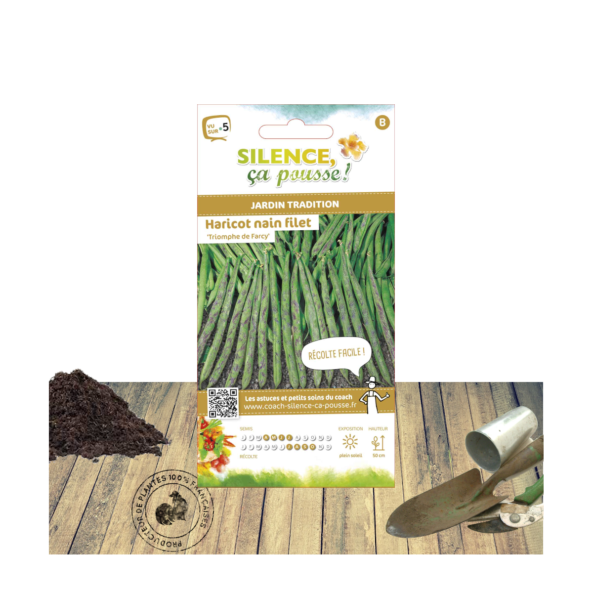 Graines de haricot nain à filet triomphe de farcy/phaseolus vulgaris nain à filet triomphe de farcy[-]sachet de 80 gr.