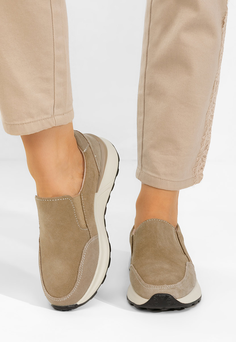 Chaussures casual femme en cuir beige Olinia