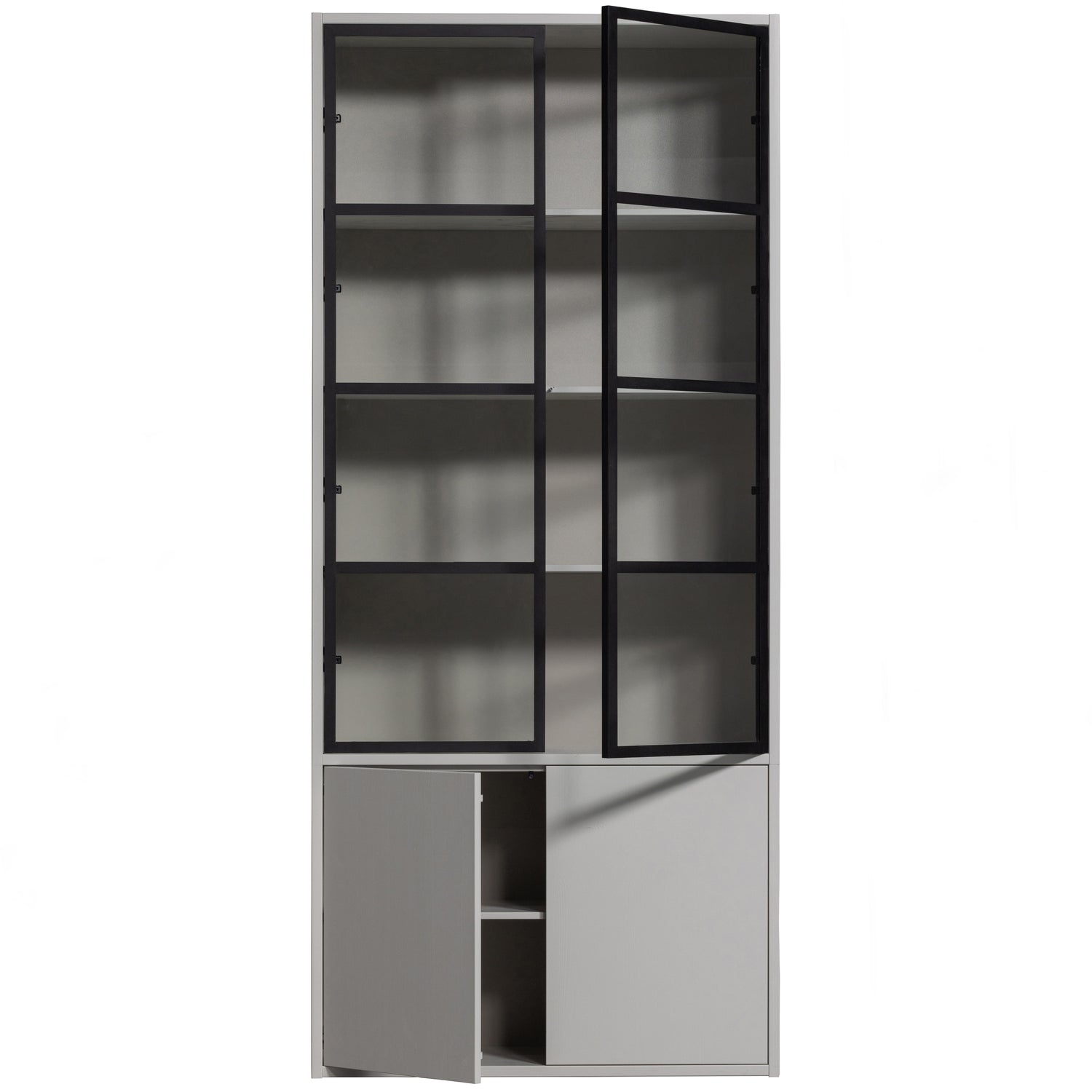 vtwonen Basic 4-Deurs Vitrinekast - Grenen - Mist - 230x101x40