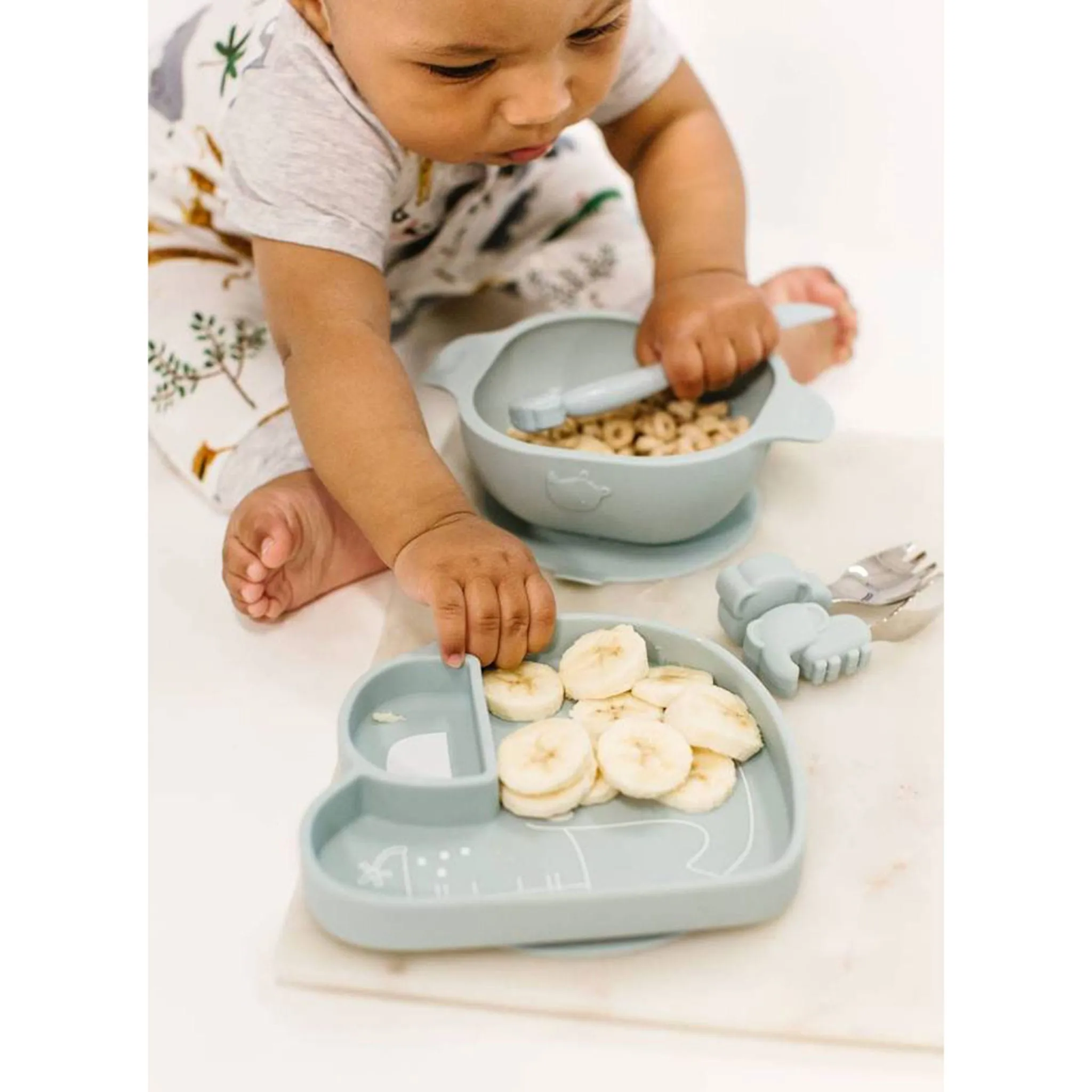 Loulou Lollipop Assiette en Silicone - Éléphant