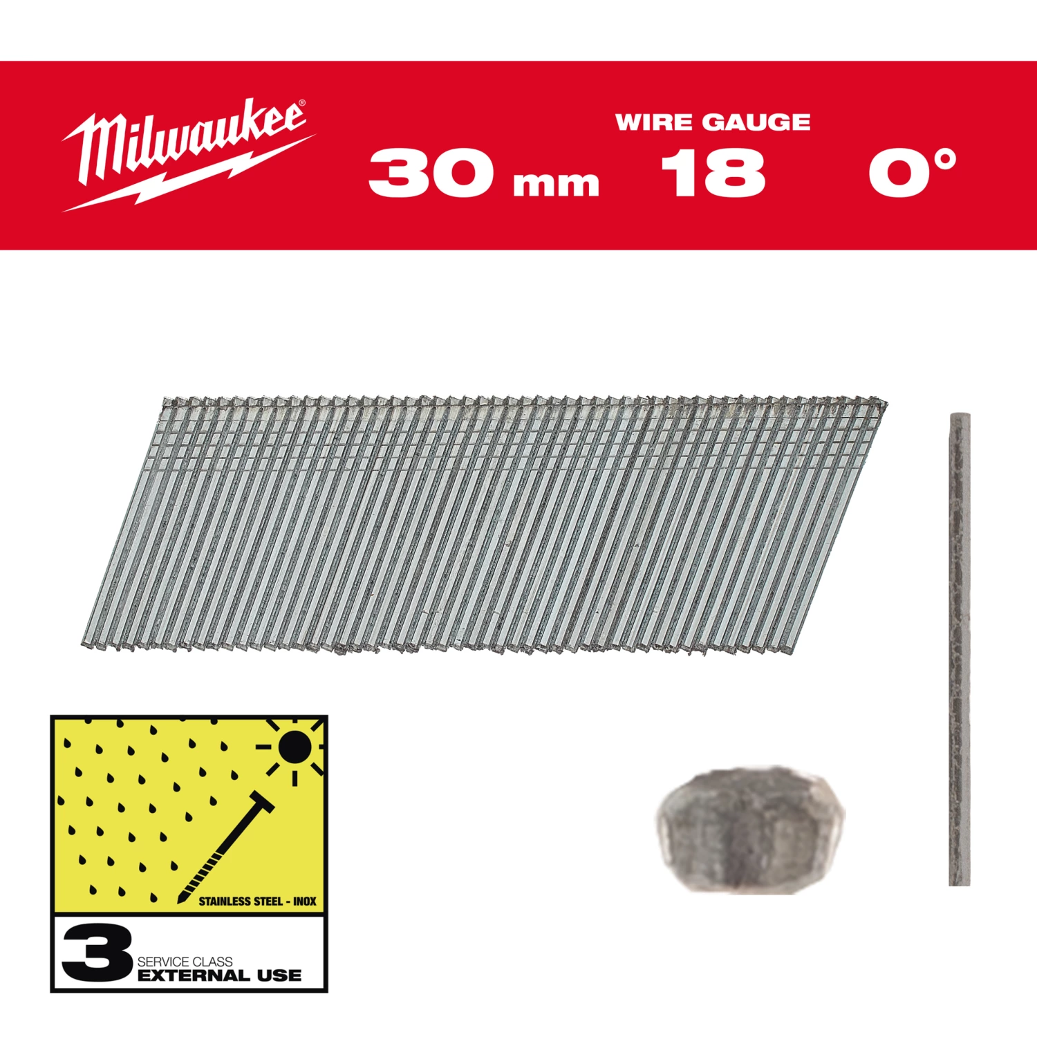 Milwaukee 4932492560 Nagels brad Inox 18G/30mm/SC3-5kpc