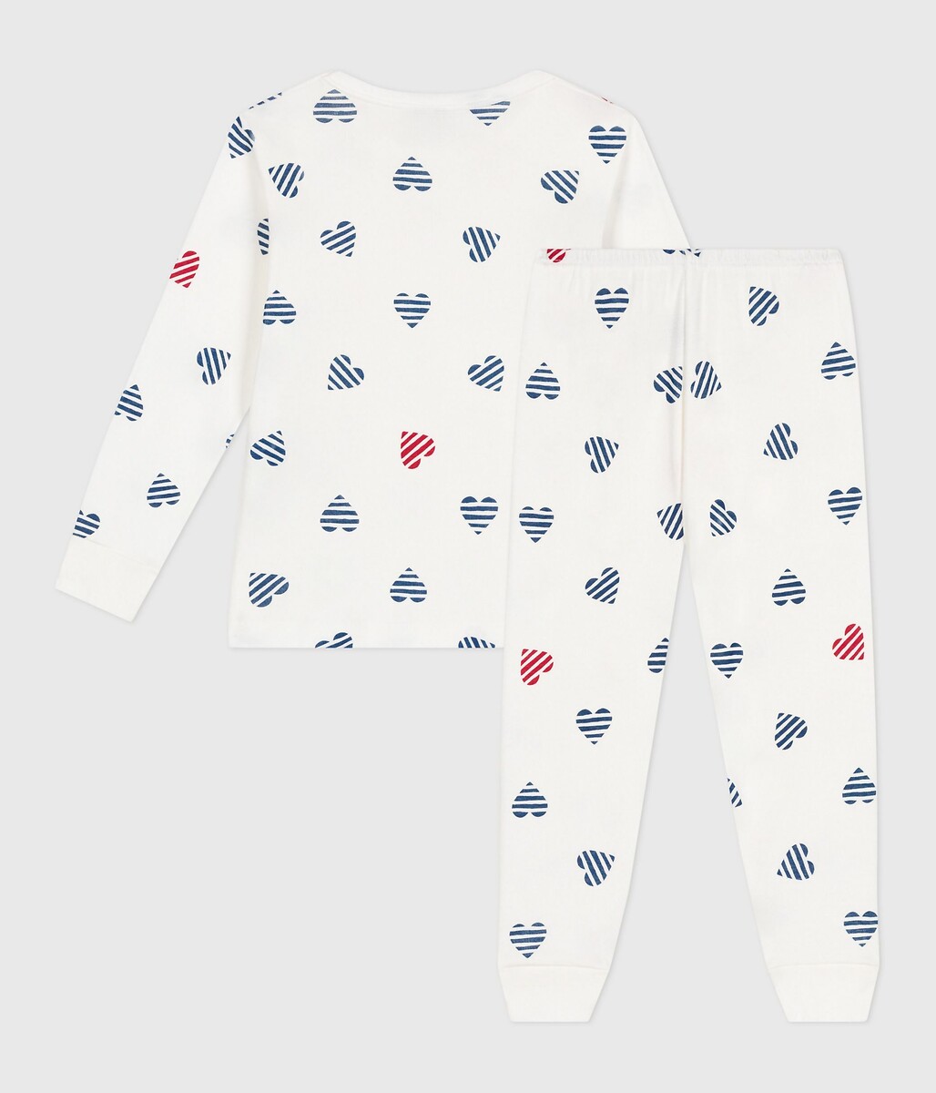 PETIT BATEAU<br>Pijama de algodão com mangas compridas e estampa de coração