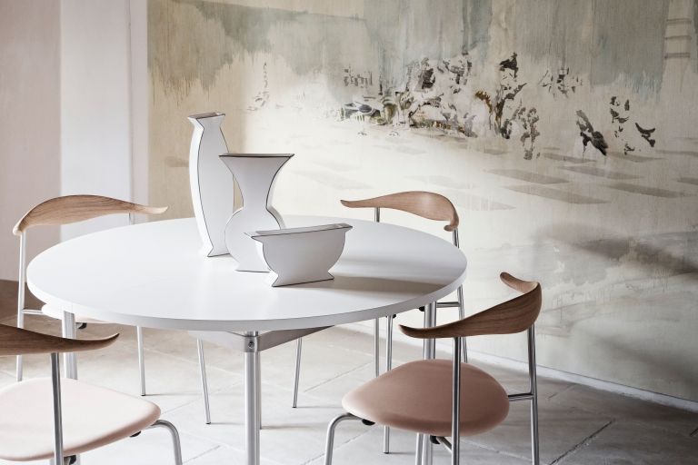 Carl Hansen & Son CH88P stoel stainless steel - wit geolied eiken - Loke 7210 leer