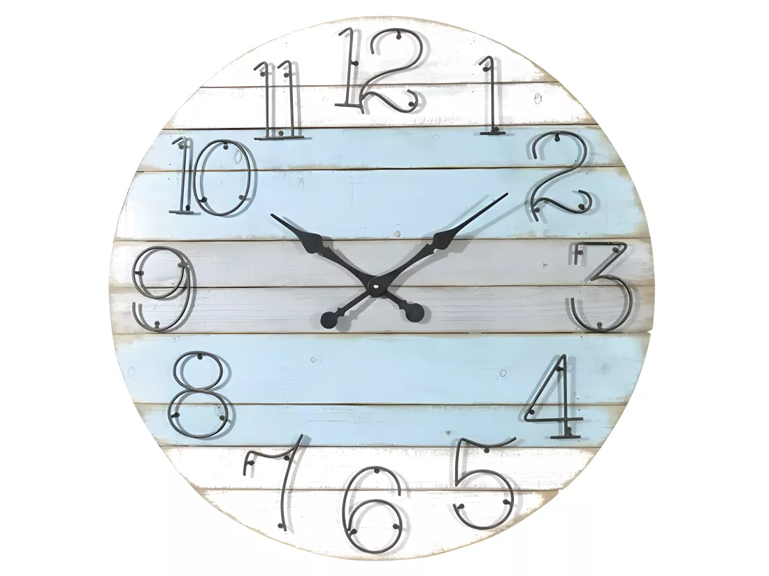 Horloge ronde en bois Marine