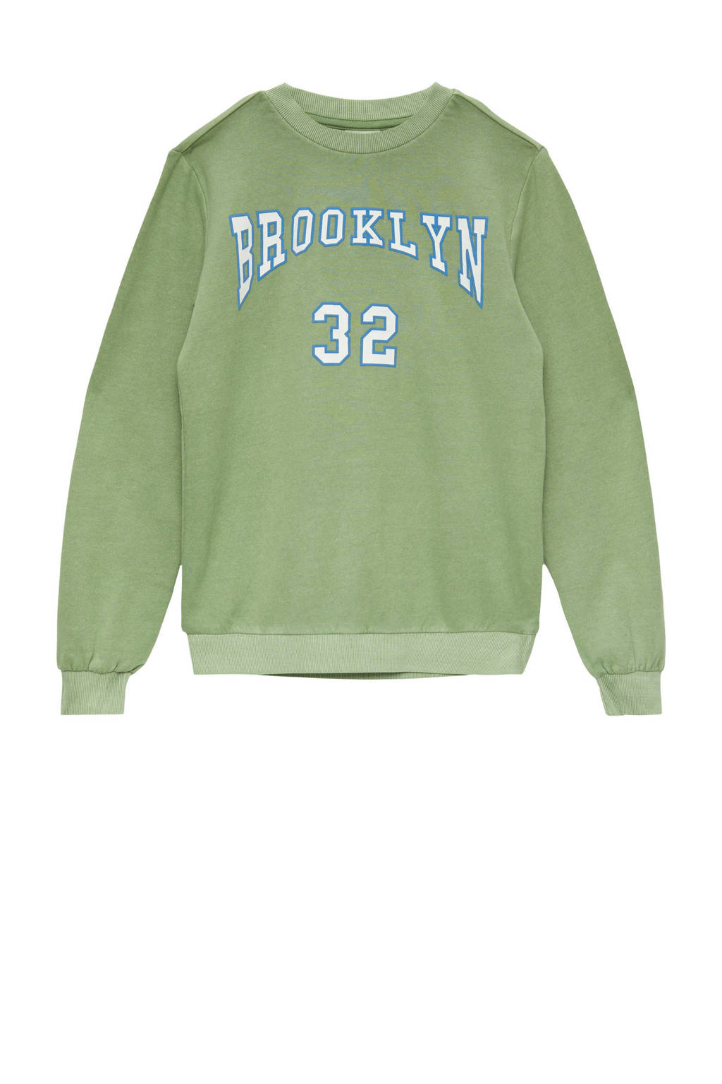 s.Oliver sweater met printopdruk olijfgroen/blauw/wit