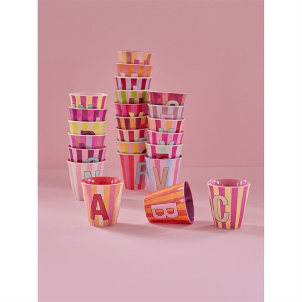 Pinkish Stripes Melamin Alfabet Kop - Rice