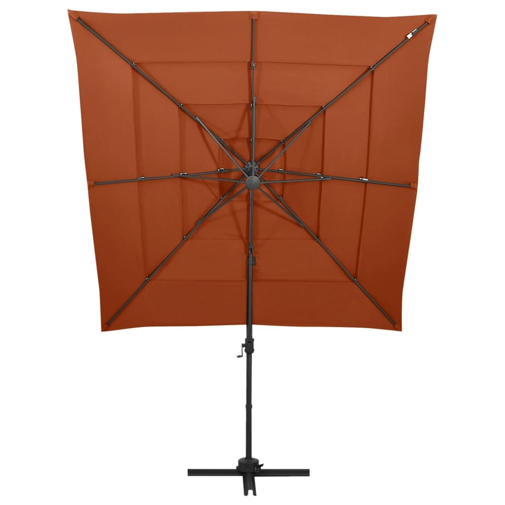 Parasol à 4 niveaux avec mât en aluminium 250 x 250 cm orange