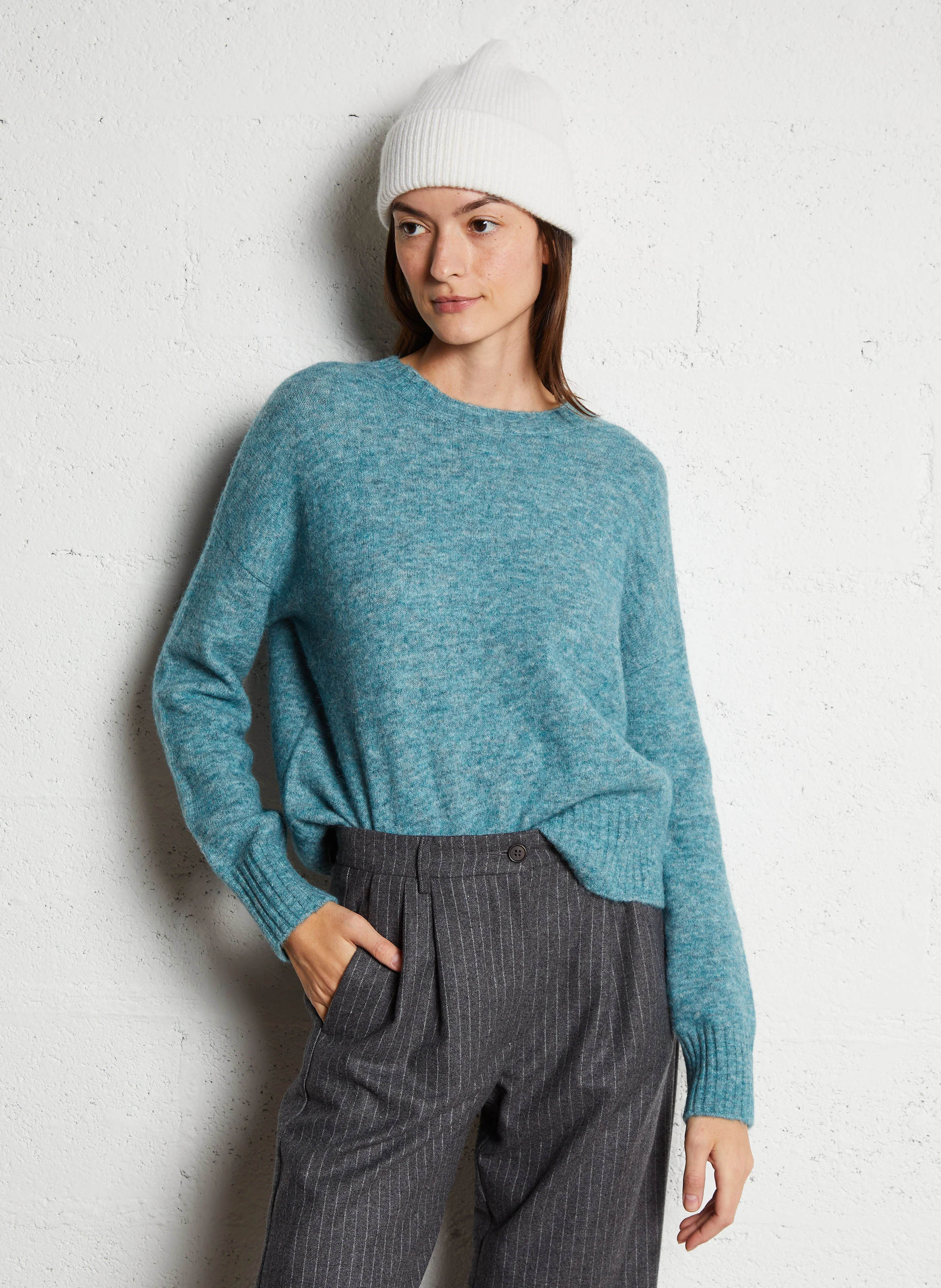 MATRIX - Pull col rond en laine mélangée | Vert