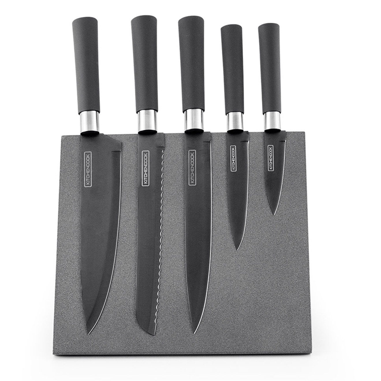 Kitchencook Ensemble de 6 couteaux avec bloc magnetique slate noir