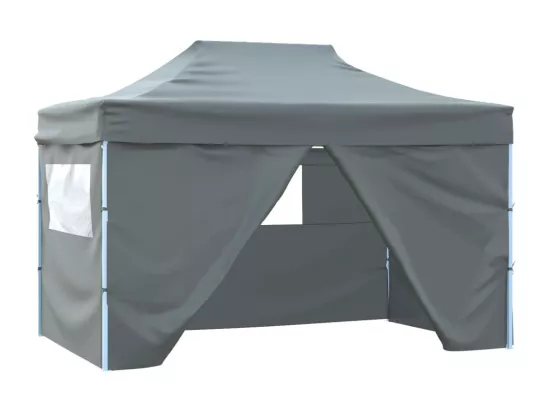 Tente pliable avec 4 parois latérales 3 x 4,5 m Anthracite
