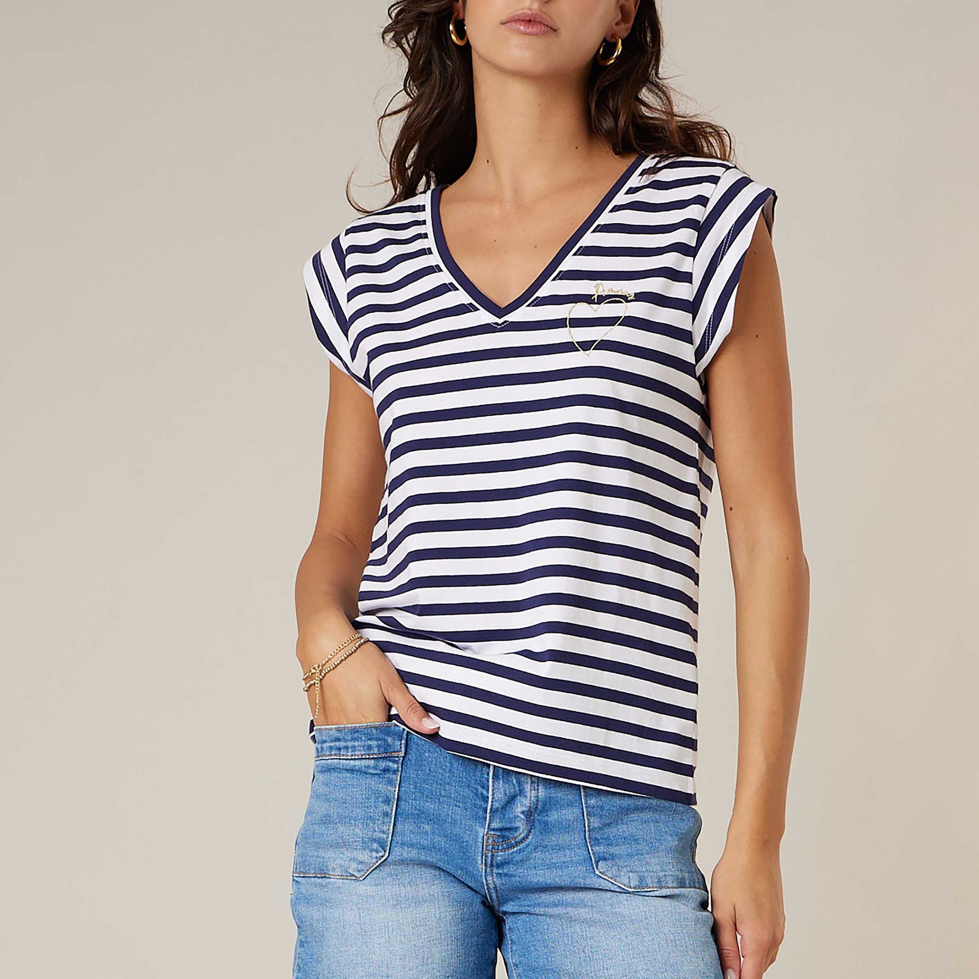 T-shirt Femme bleu marine