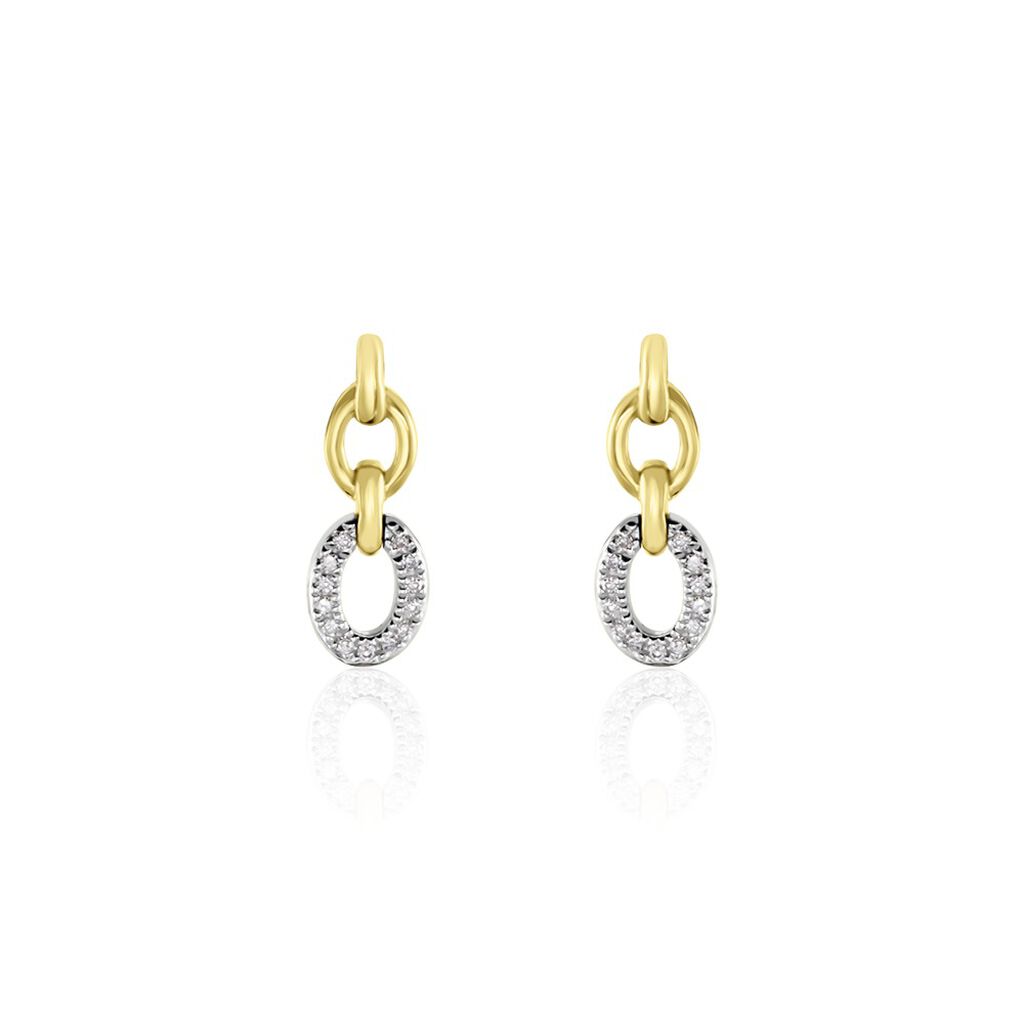 Boucles D'oreilles Pendantes Margane Or Jaune Diamant