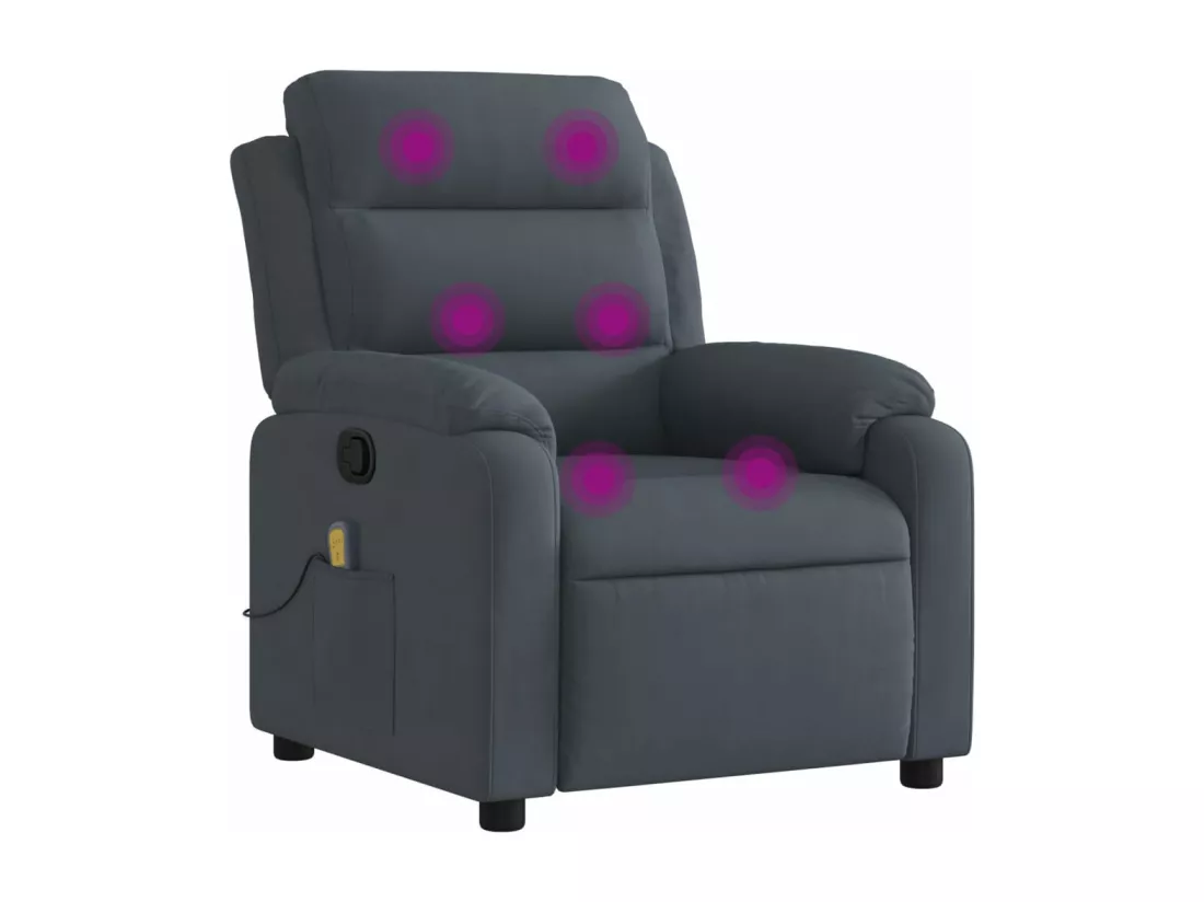 Fauteuil massant inclinable gris foncé velours