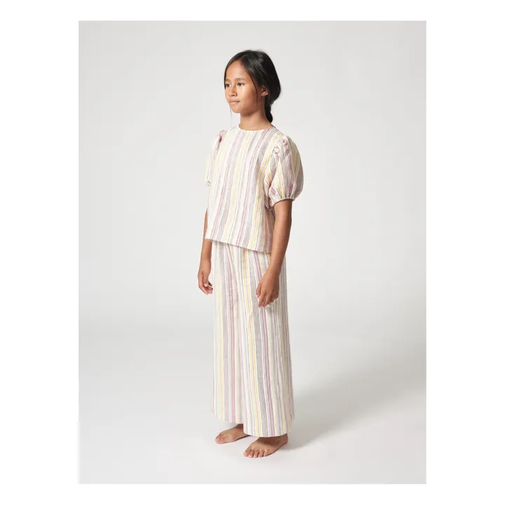 Tangerine Blouse Rayures Lin | Rose