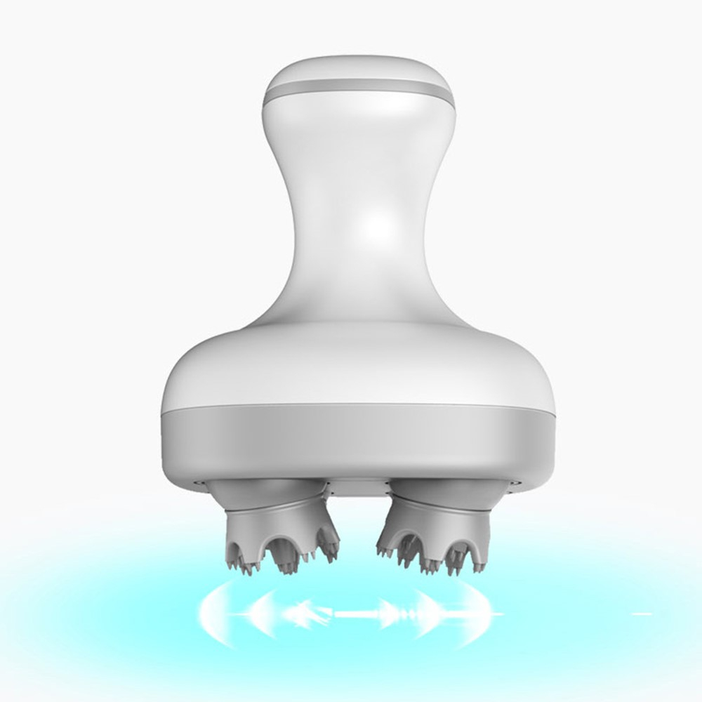 5W Elektrische USB Massage Bürste 360° Grad Kopf Massage Gerät mit 2 Modi (1200mAh) - Weiss / Grau
