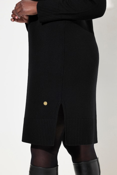Strickkleid, Rippstrickstreifen, Stehkragen, Langarm