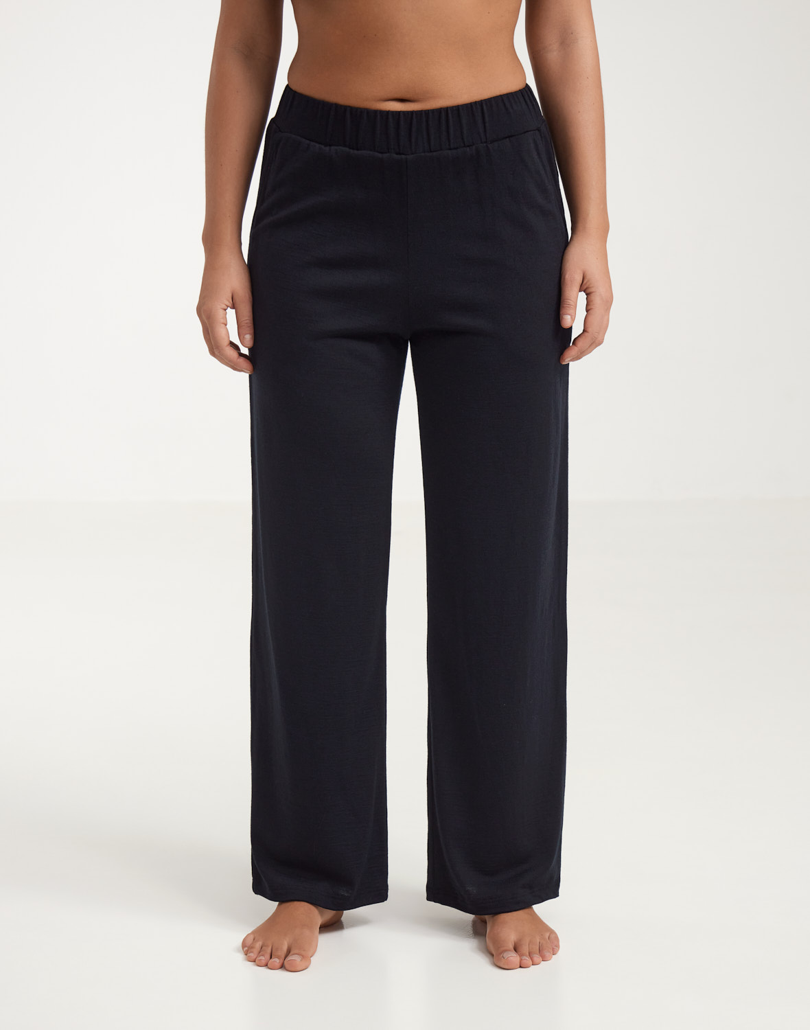 Broek met wijde pijpen in merinowol voor dames