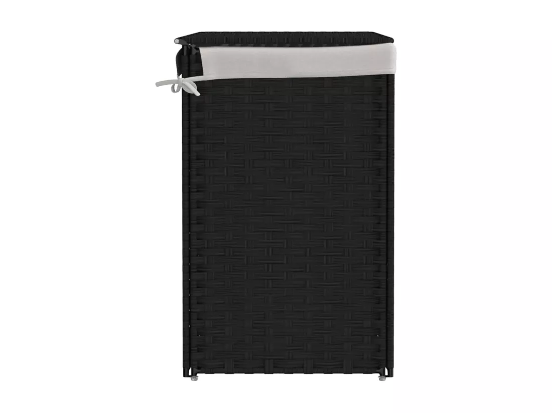 Panier à linge avec 2 sections noir 53x35x57 résine tressée