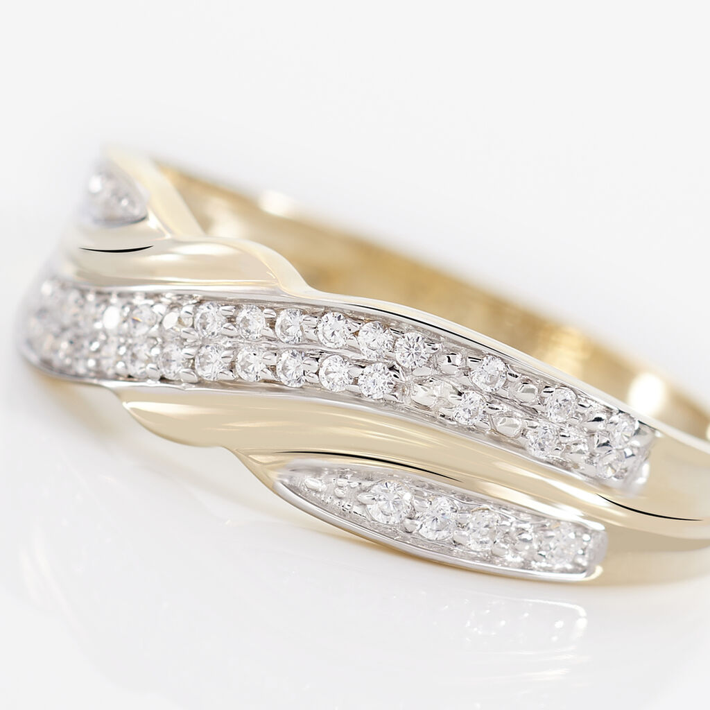 Bague Bandeau Or Jaune Oxyde De Zirconium