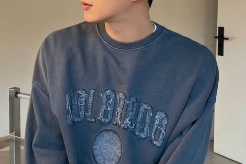 SeoulPop - Gewassen sweatshirt met letterpatch