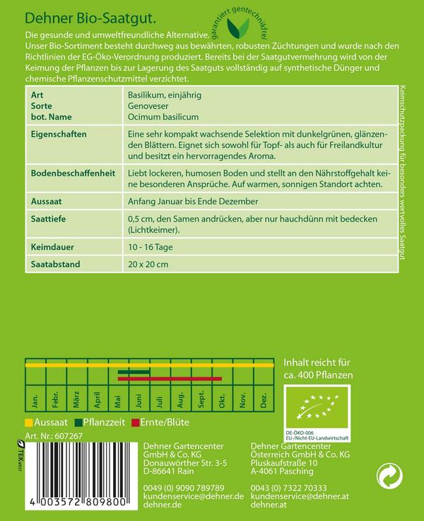 Dehner Bio-Samen Basilikum 'Genoveser'