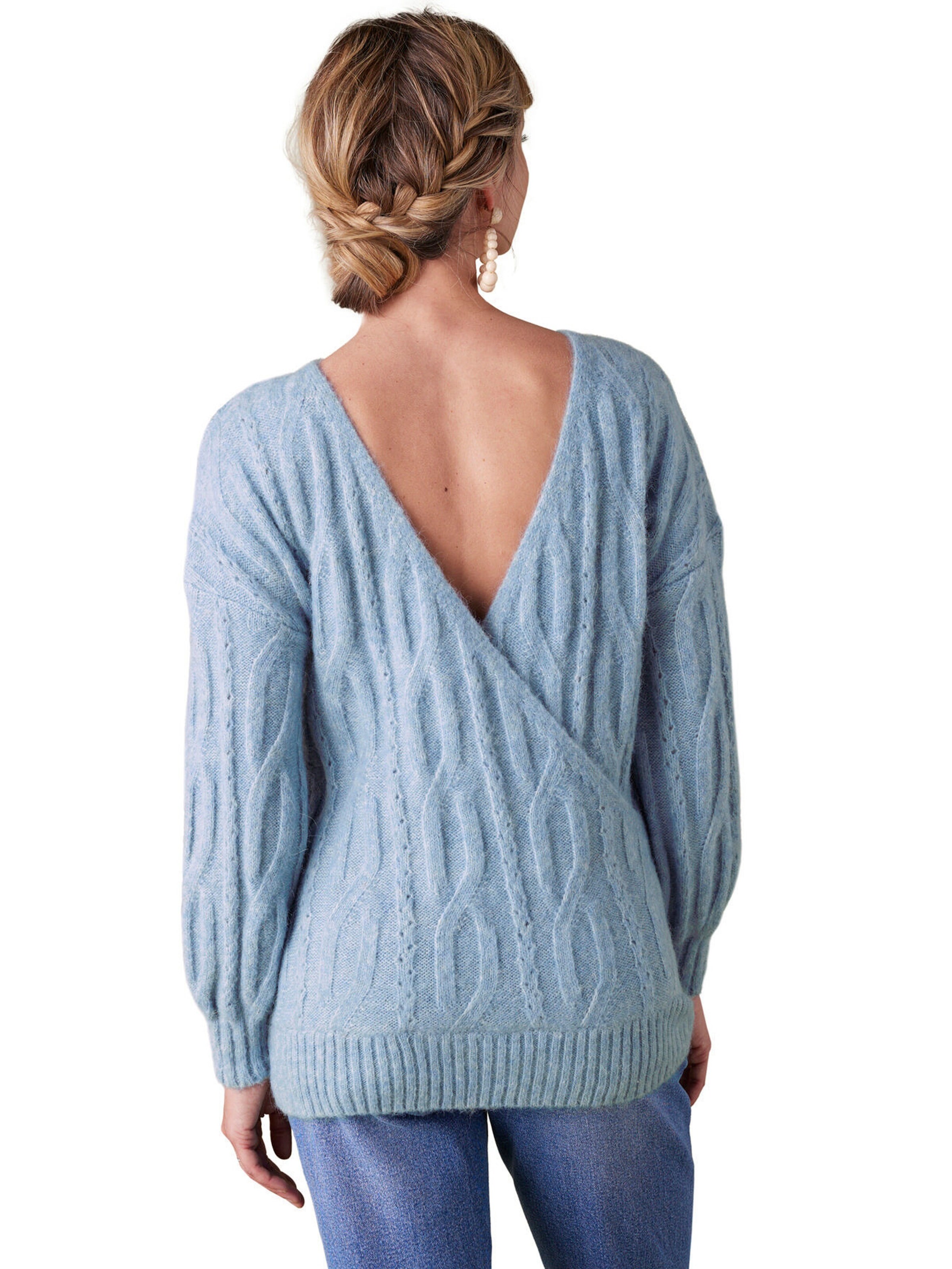Envie de Fraise Wende-Pullover mit Alpaka für Schwangerschaft und Stillzeit eisblau