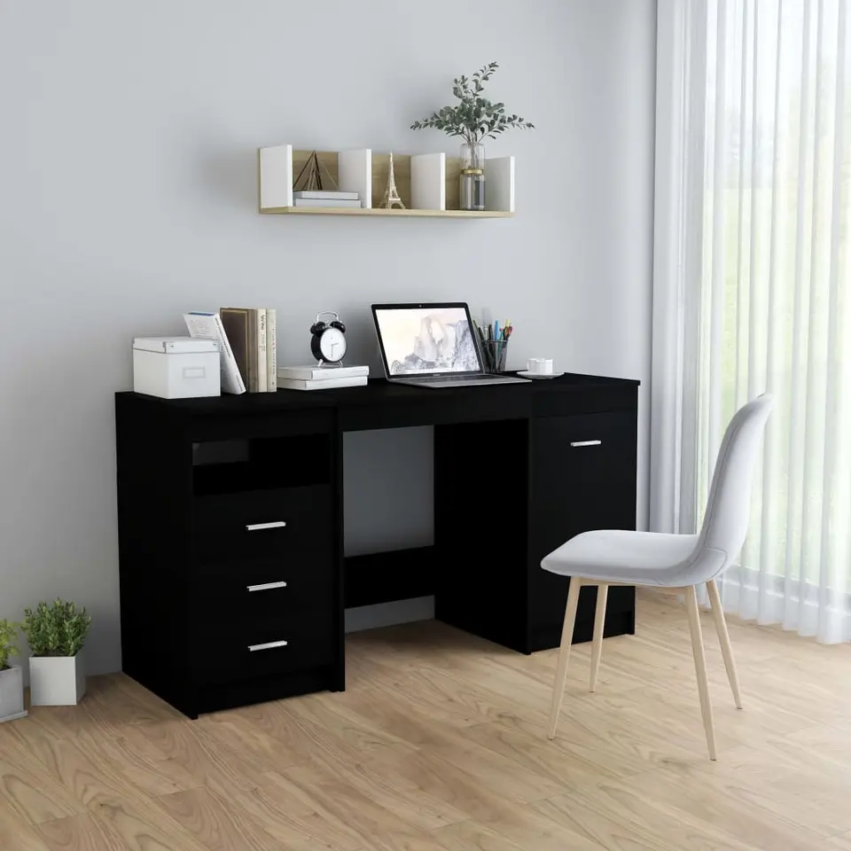 vidaXL - Bureau - Zwart - Bewerkt hout