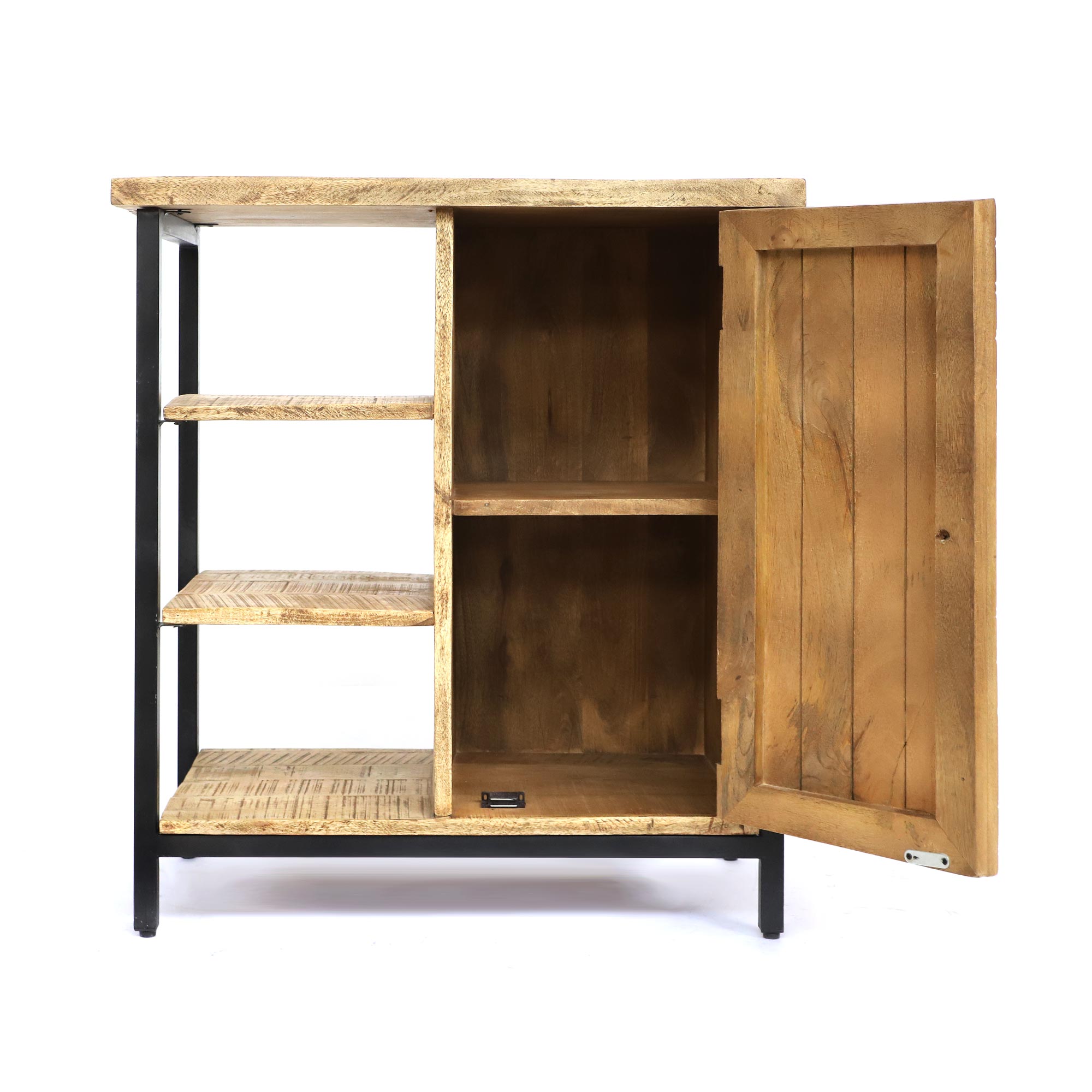 Schrank mit Regal 'Trudot', Massivholz und Eisen, B 75 cm, H 80 cm, L 40 cm von fischer's lagerhaus