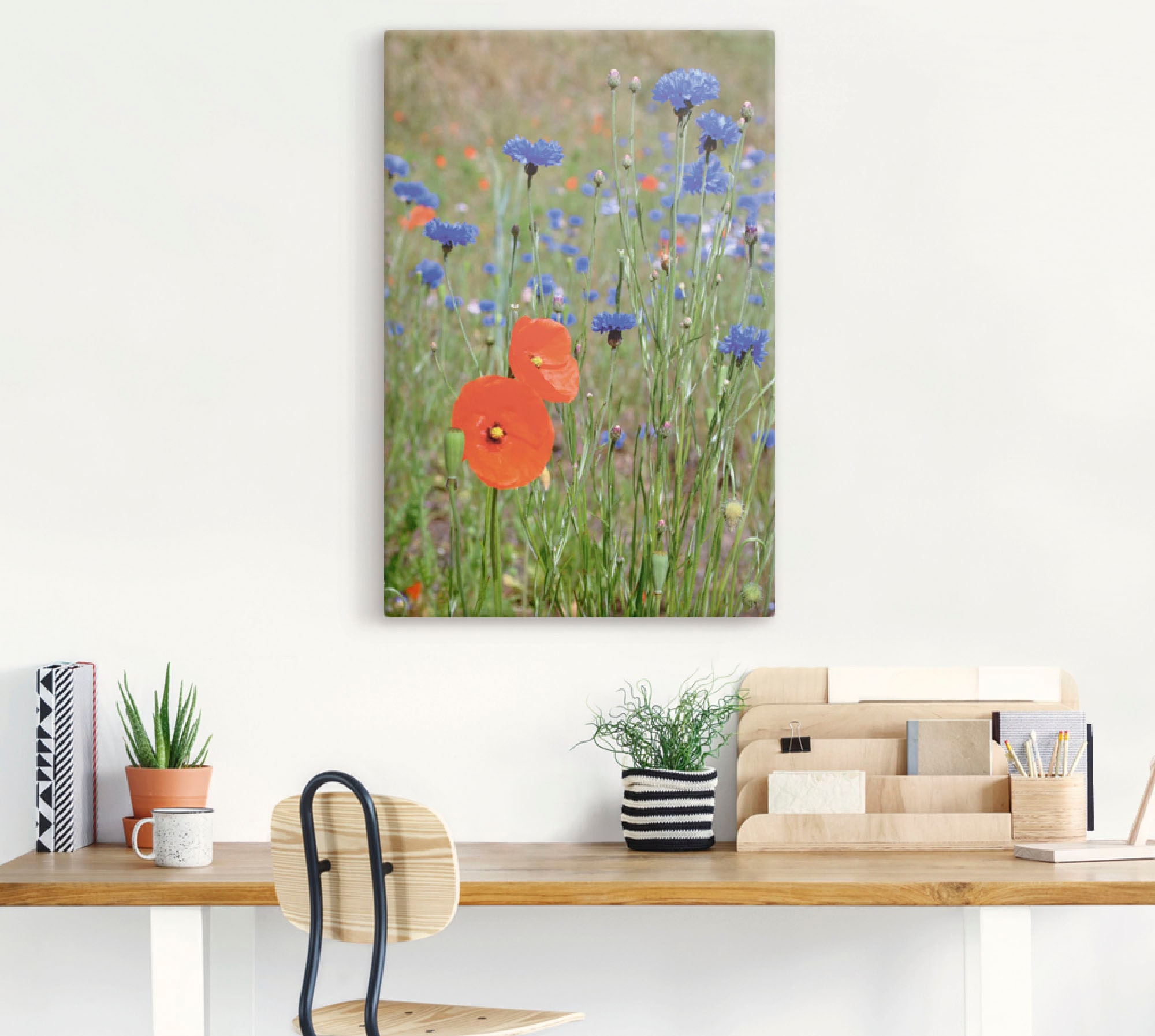 Artland Leinwandbild »Wiese mit Mohnblumen und Kornblumen« Blumen 1 Stk. tlg. auf Keilrahmen gespannt