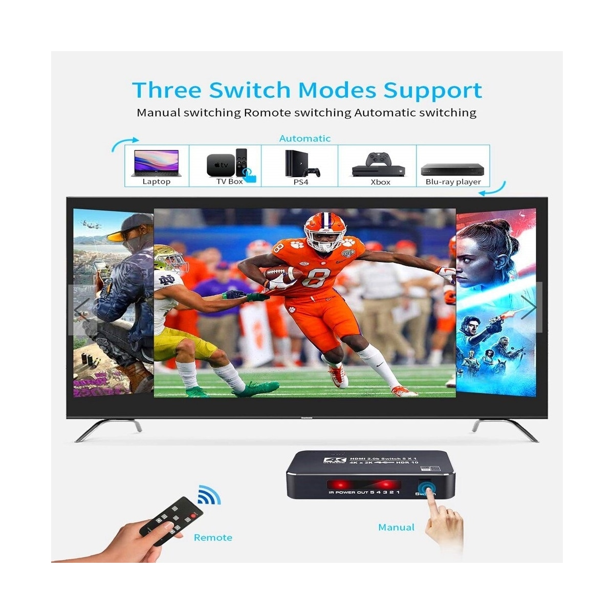 NÖRDIC HDMI Switch 4 til 1 4K60Hz