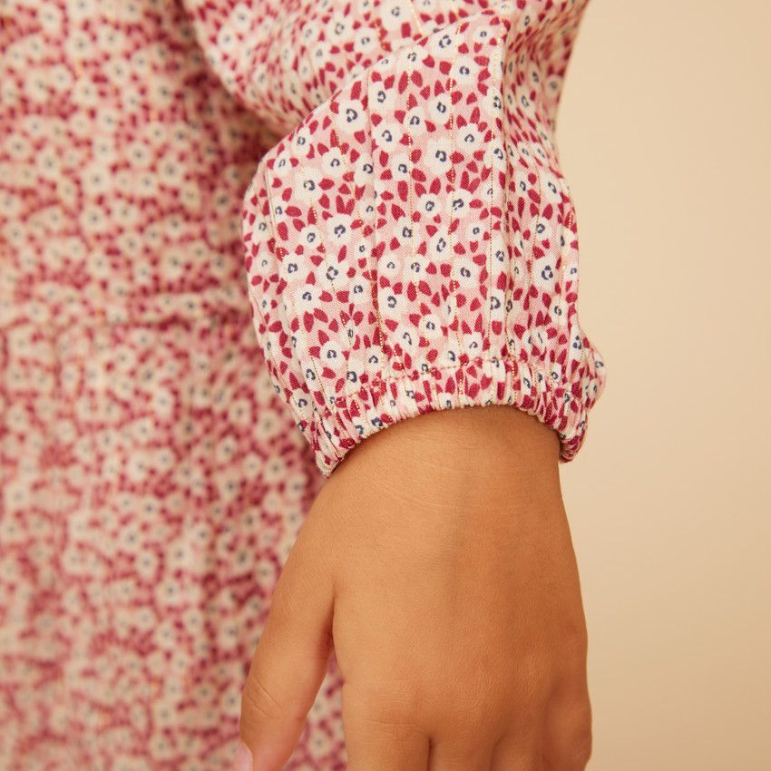 Robe manches longues imprimé fleuri pour bébé fille - Rose