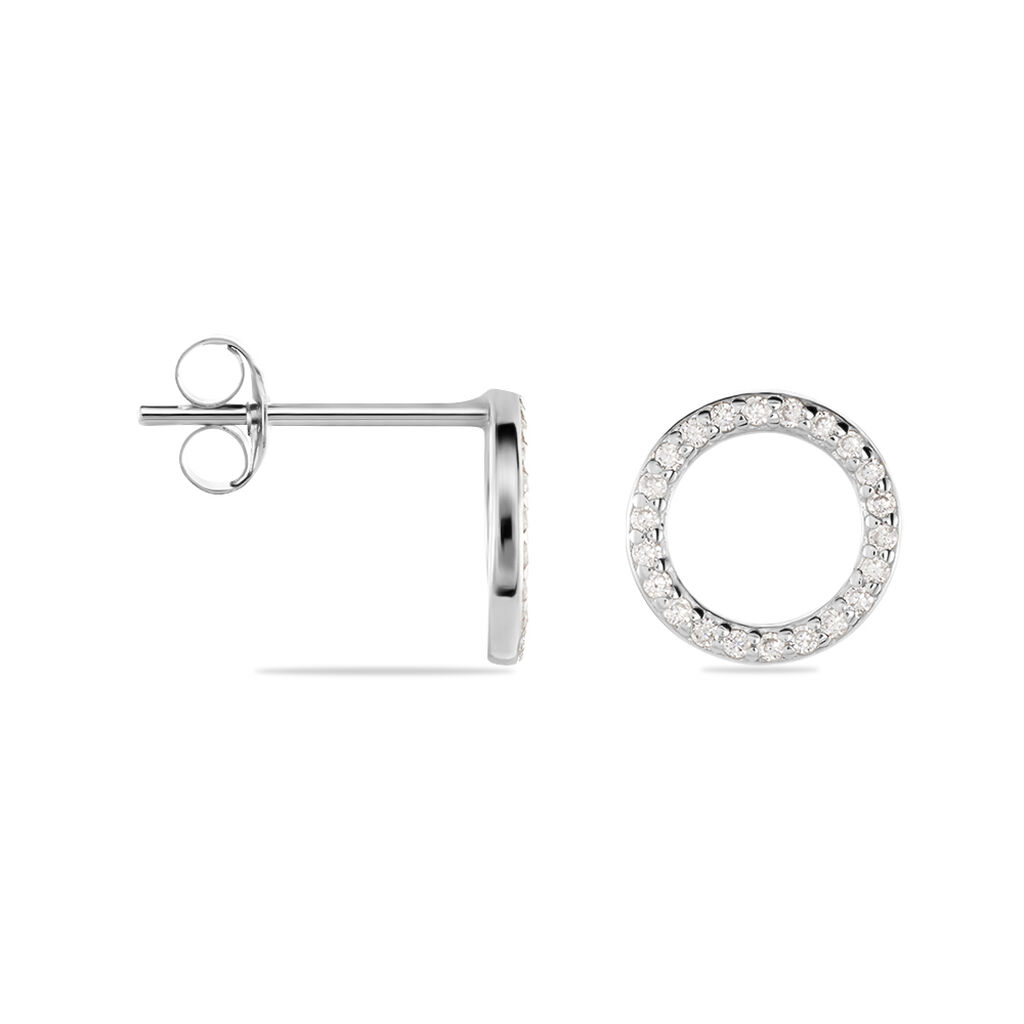 Boucles D'oreilles Puces Grâces Argent Blanc Oxyde De Zirconium