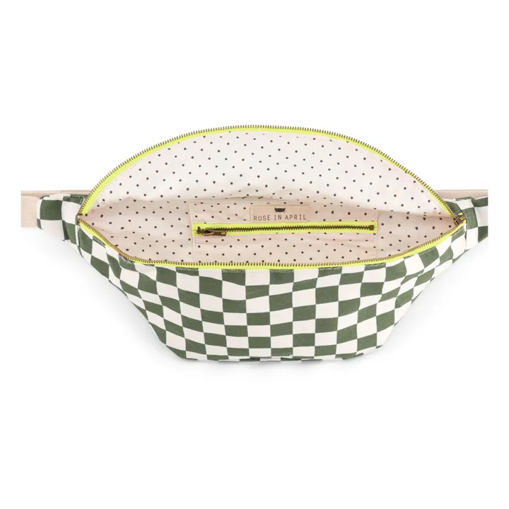 Rose in April Sac banane Check | Vert kaki