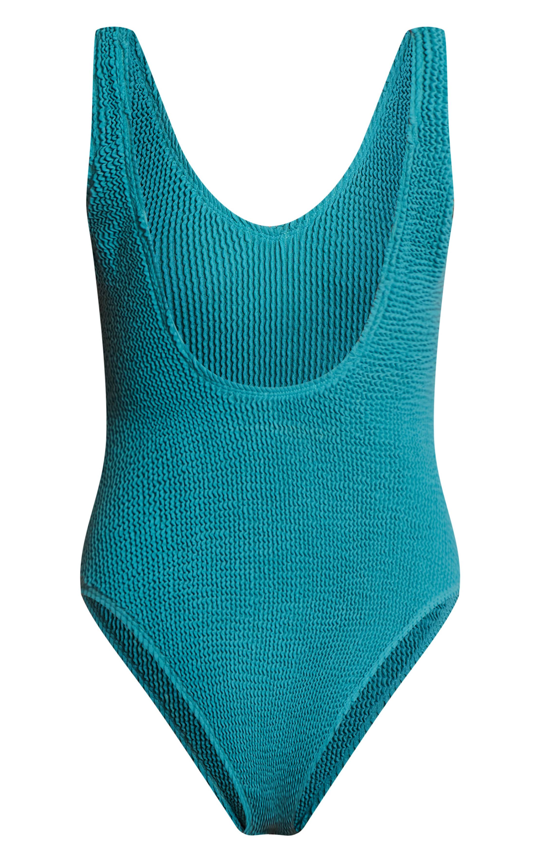 Vert Turquoise Maillot De Bain Échancré À Effet Froissé